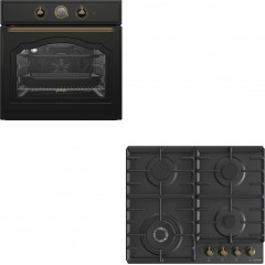 Gorenje BOS67372CLB + GW642CLB Φούρνος άνω Πάγκου 77lt με Εστίες Υγραερίου Π59.5εκ. Μαύρος